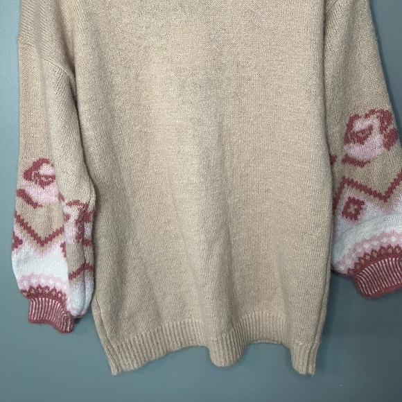 NWT LC Lauren Conrad Balloon Sleeve Floral Sleeve Chunky Knit Cardigan - Picture 8 of 11